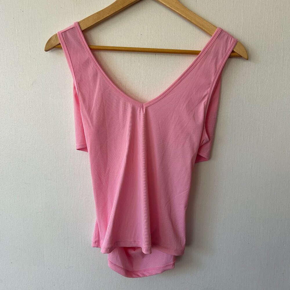 Zyia Pink Peony Tank Top Womens XL Strappy Open Activewear Athletic Top